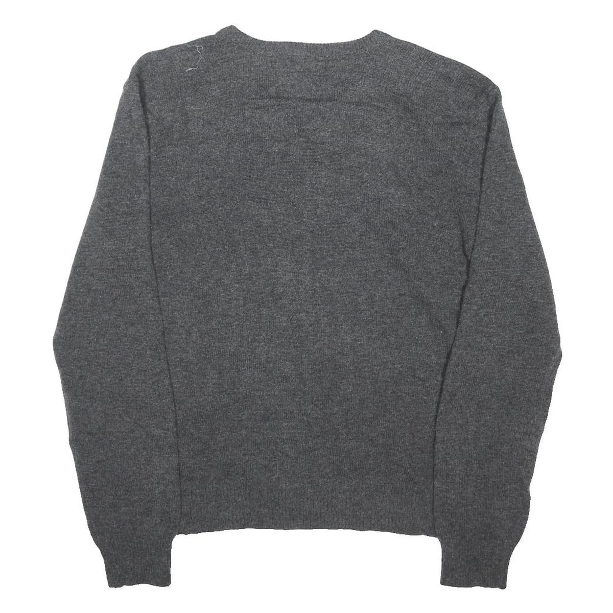 POLO RALPH LAUREN Mens Grey Plain Cotton Blend Jumper V-Neck Basic Knit M