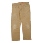 DICKIES Mens Regular Beige Cotton Blend Workwear Trousers W34 L27 Zip Closure