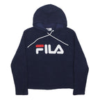 FILA Womens Blue Hoodie Pullover M Large Logo Casual Sportswear