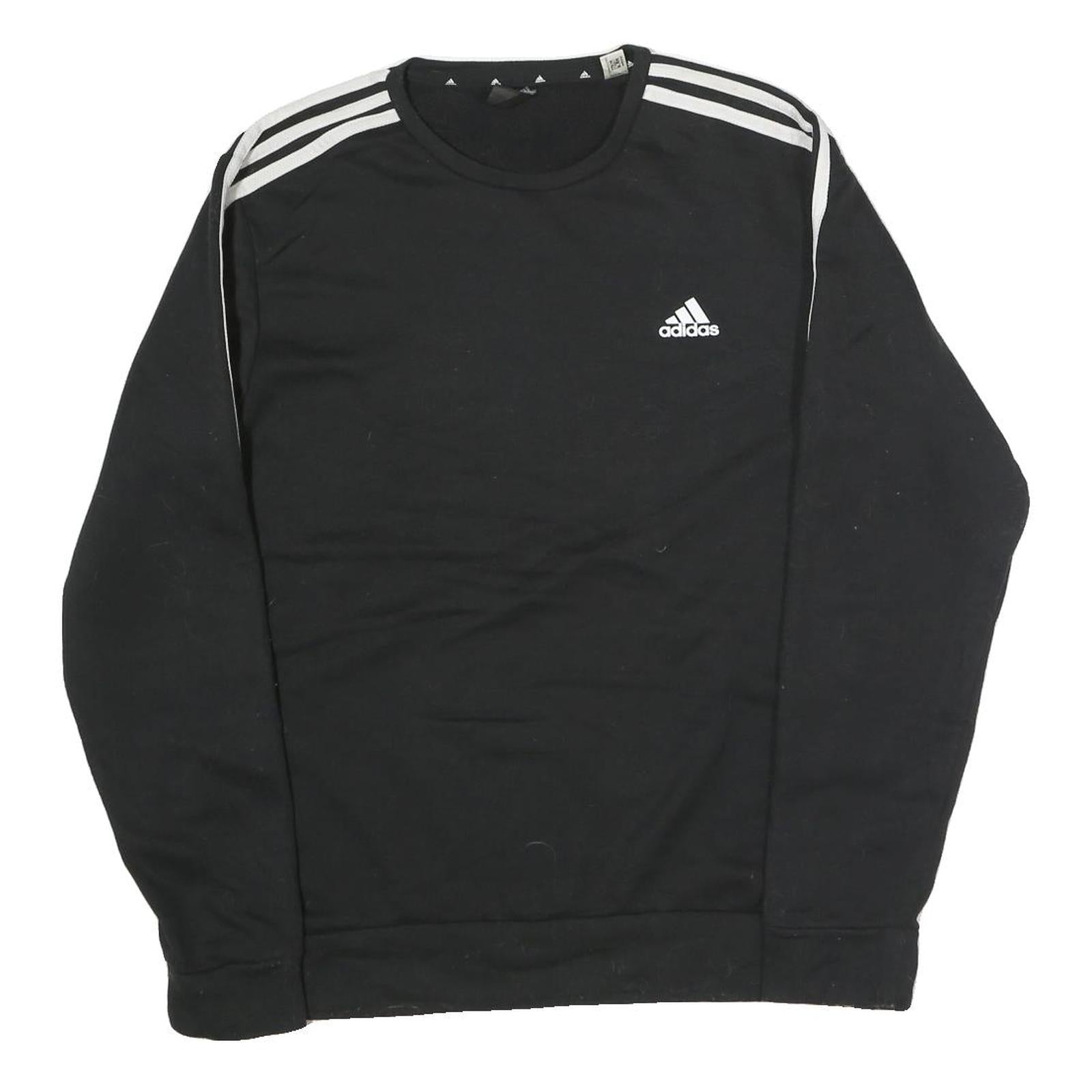 ADIDAS Mens Black & White Sweatshirt Crew Neck M Cotton Sports Casual