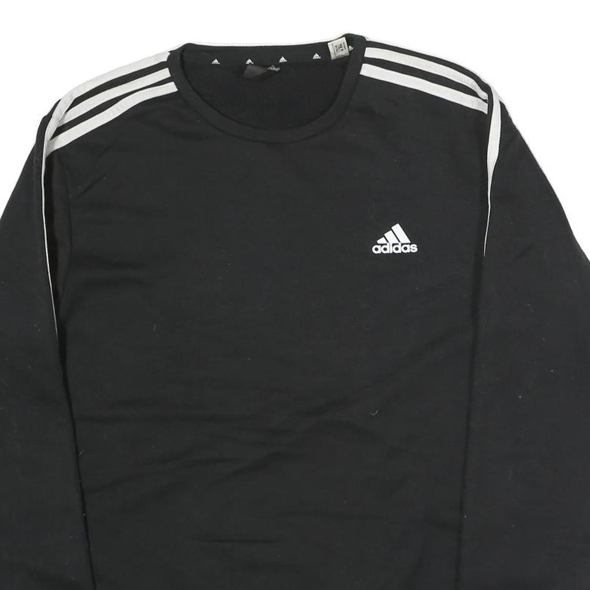 ADIDAS Mens Black & White Sweatshirt Crew Neck M Cotton Sports Casual