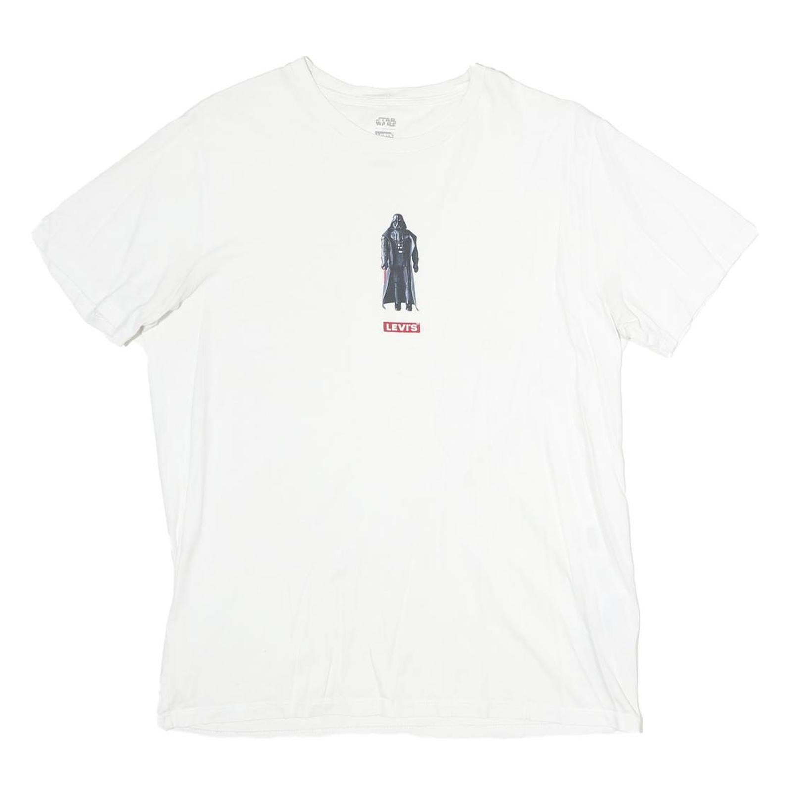 LEVI'S Mens White Darth Vader Graphic T-Shirt M Short Sleeve Crew Neck Cotton