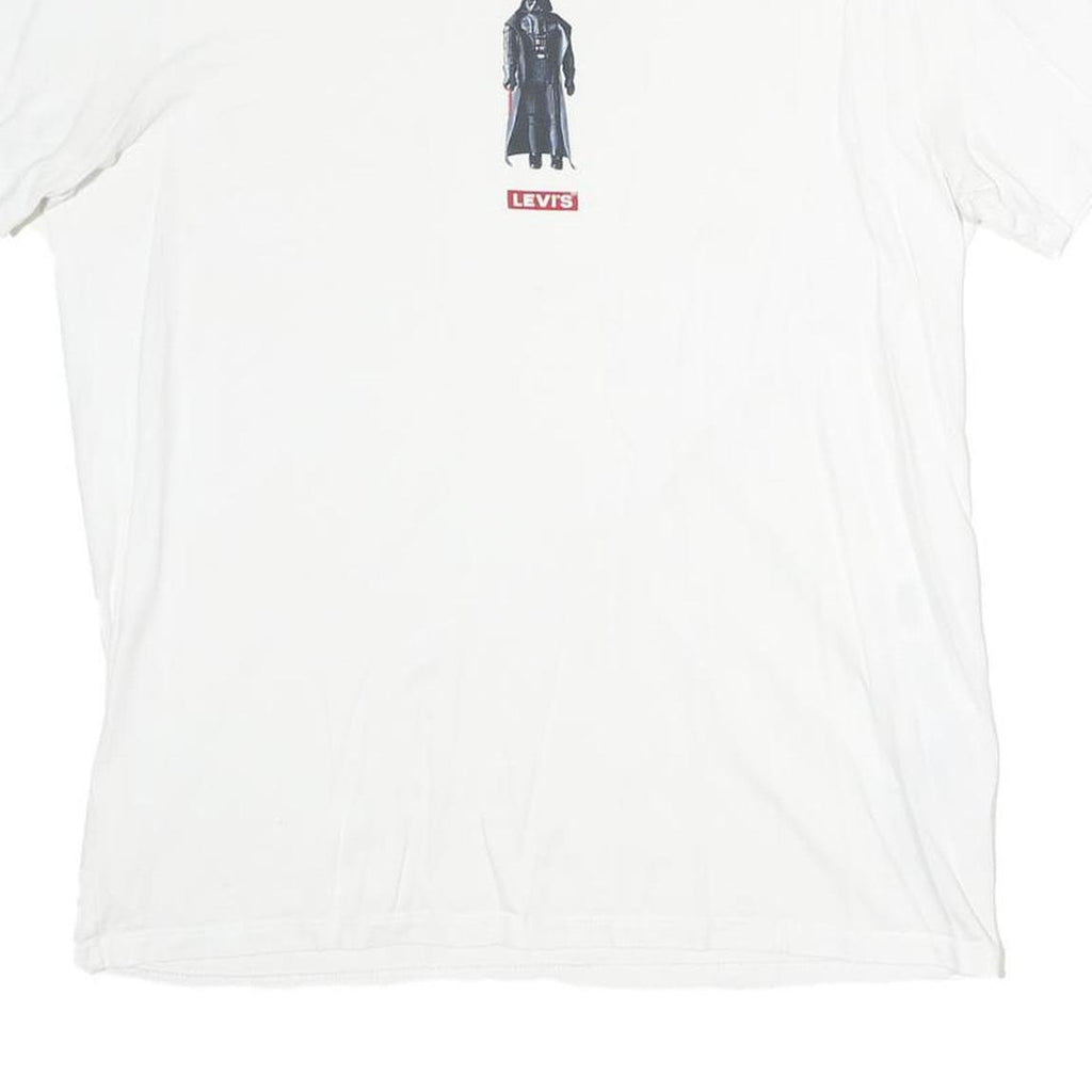 LEVI'S Mens White Darth Vader Graphic T-Shirt M Short Sleeve Crew Neck Cotton