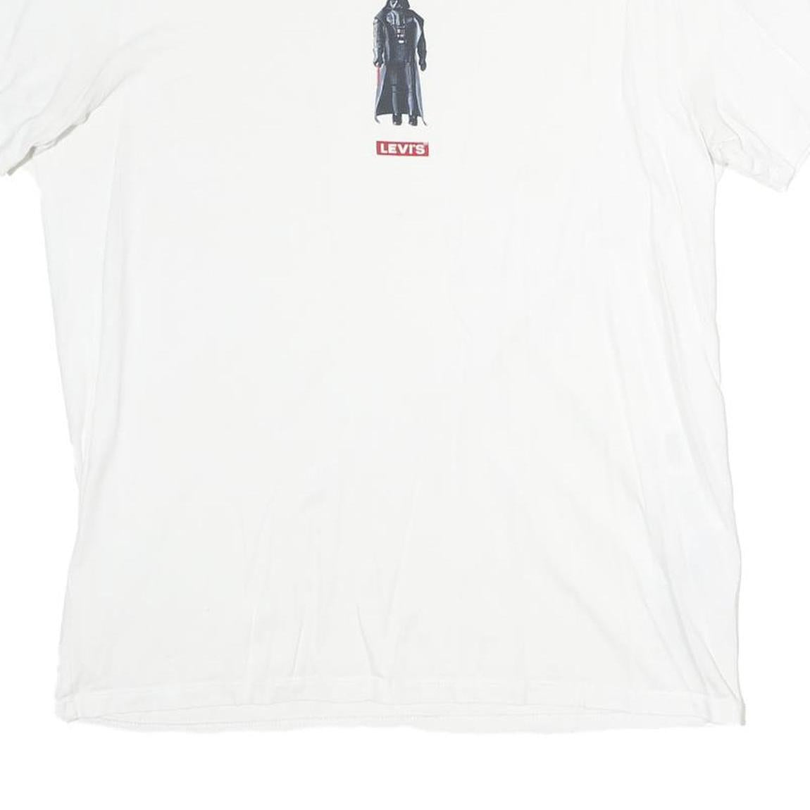 LEVI'S Mens White Darth Vader Graphic T-Shirt M Short Sleeve Crew Neck Cotton