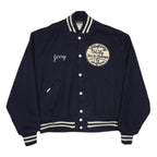 CHATNAM SPORTS CENTER Mens Navy Blue Varsity Wool Jacket L Button Closed Striped