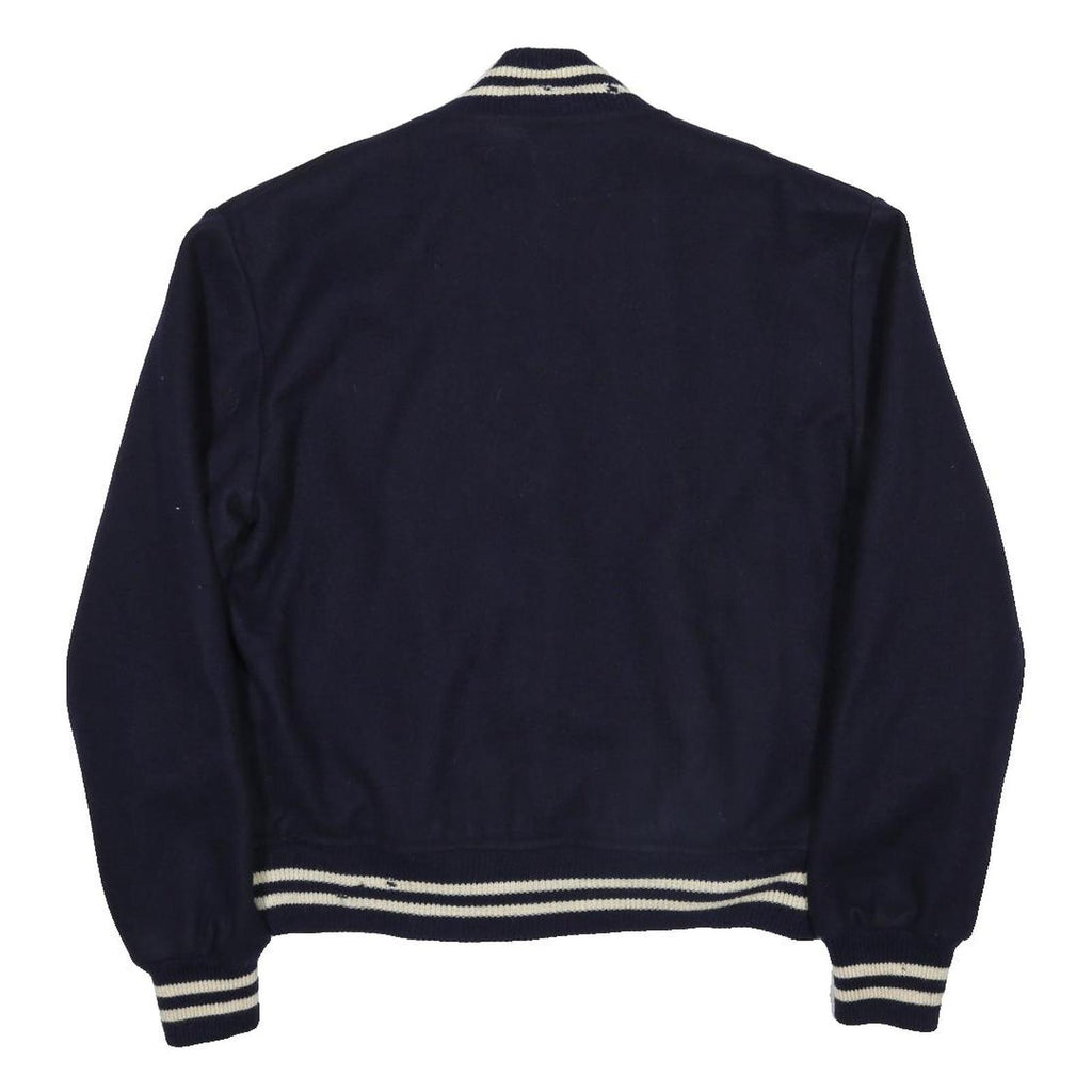 CHATNAM SPORTS CENTER Mens Navy Blue Varsity Wool Jacket L Button Closed Striped