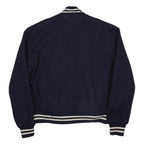 CHATNAM SPORTS CENTER Mens Navy Blue Varsity Wool Jacket L Button Closed Striped
