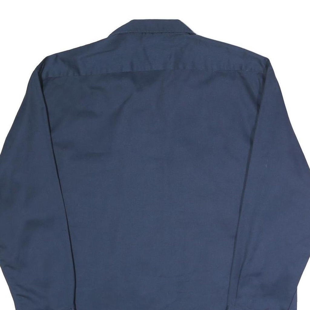 DICKIES Mens Navy Polyester Blend Work Shirt L Long Sleeve Button Closure