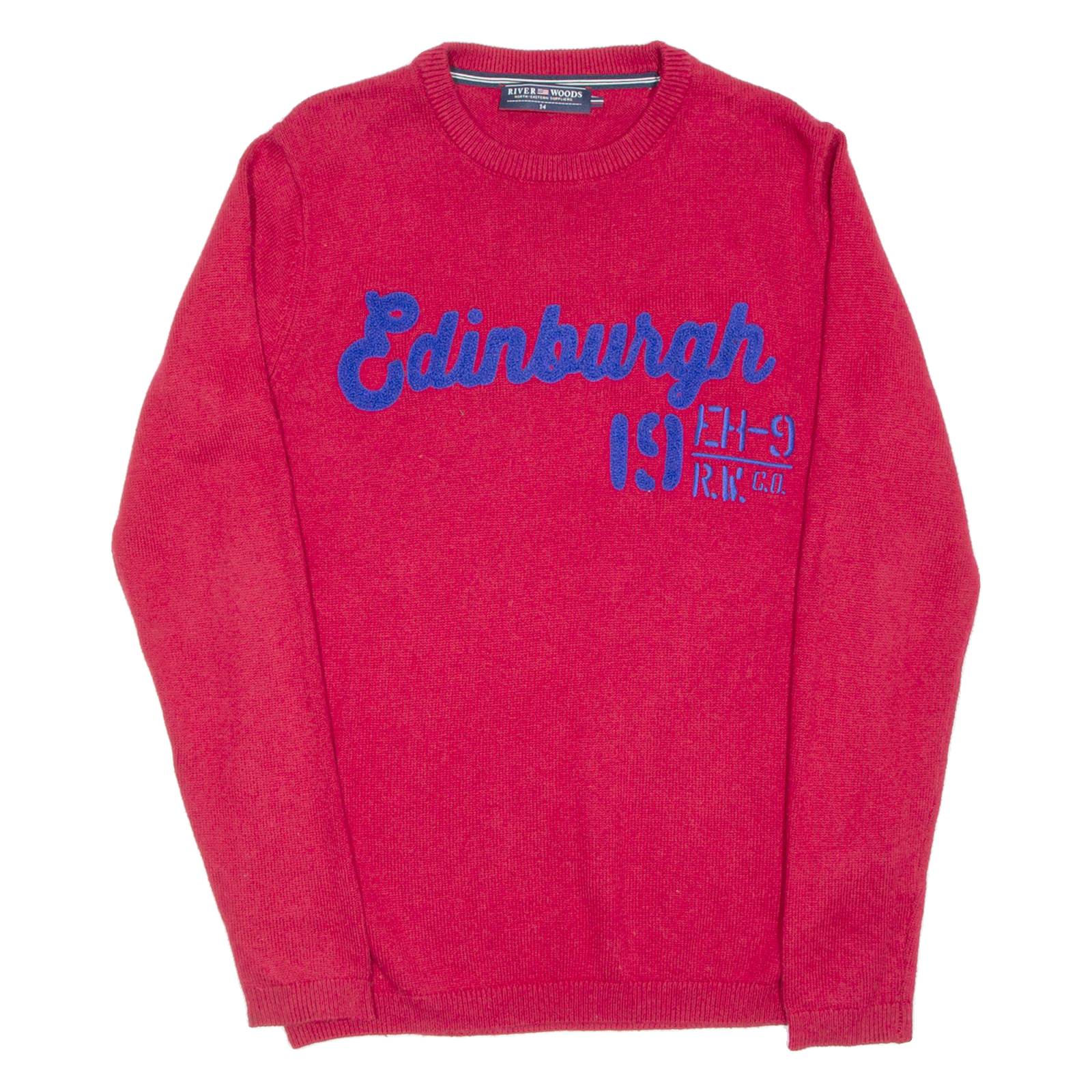 RIVER WOOD Edinburgh Womens Jumper Red Tight Knit UK 14