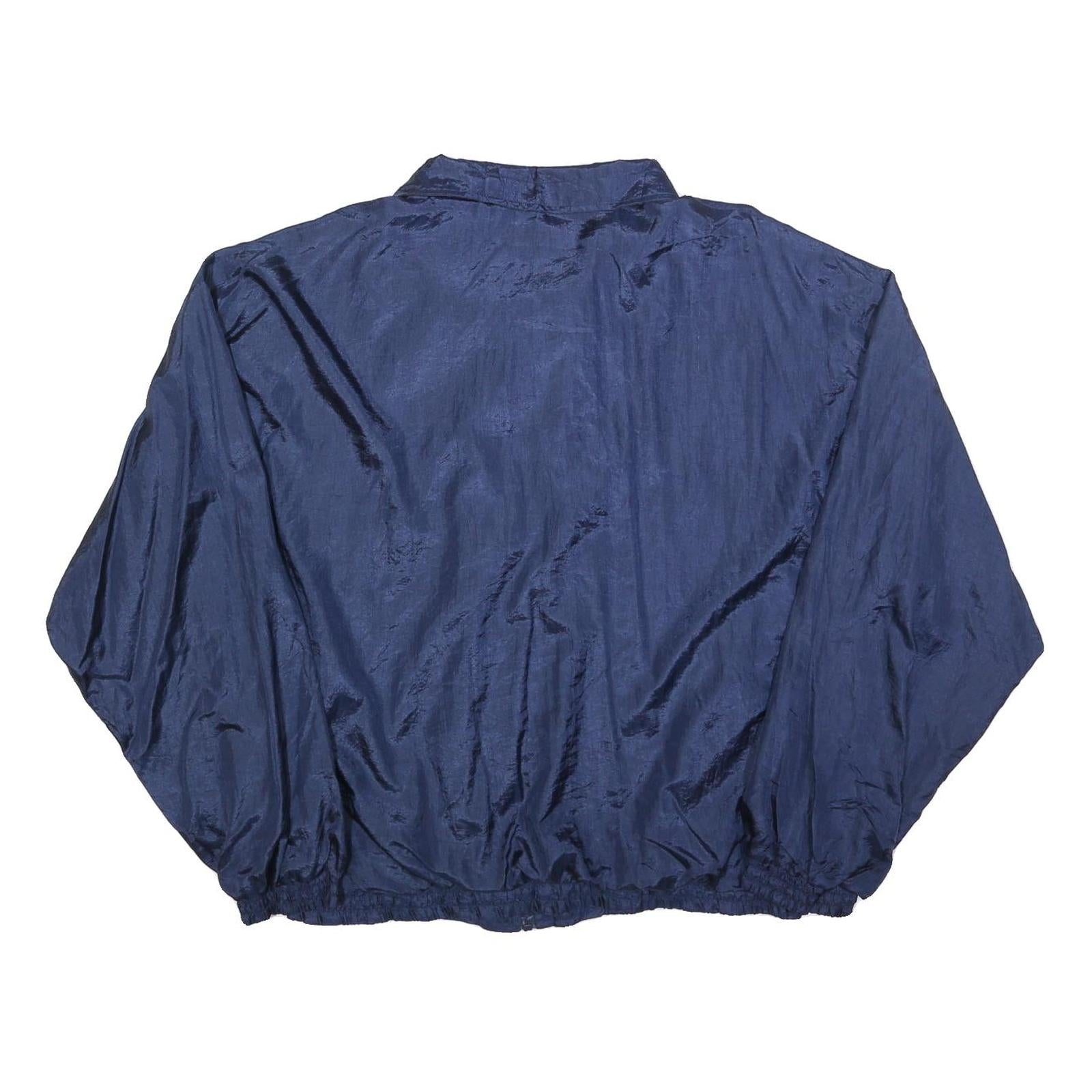 GFC Mens Blue Nylon Zip Jacket XL Lightweight Plain Sports Casual