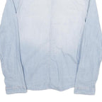 H&M Womens Light Blue Denim Shirt Long Sleeve Button Neck S Cotton Blend Casual