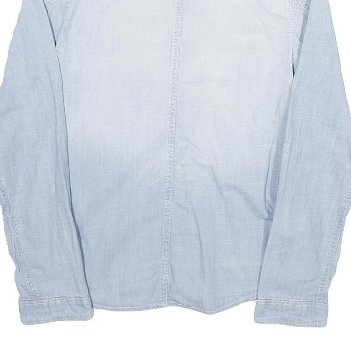 H&M Womens Light Blue Denim Shirt Long Sleeve Button Neck S Cotton Blend Casual
