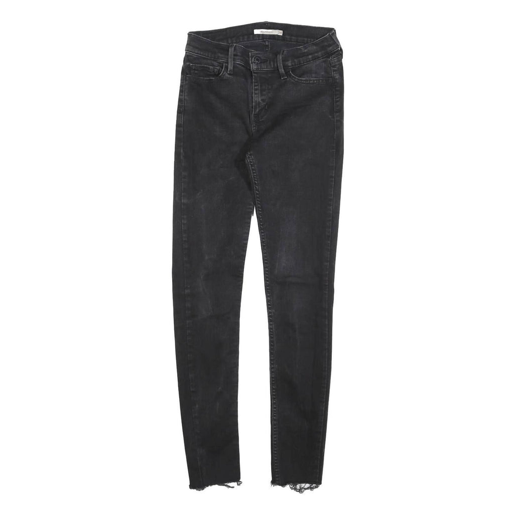 LEVI'S 710 Slim Womens Jeans Black Denim Raw W28 L28 Frayed Hem Stretch