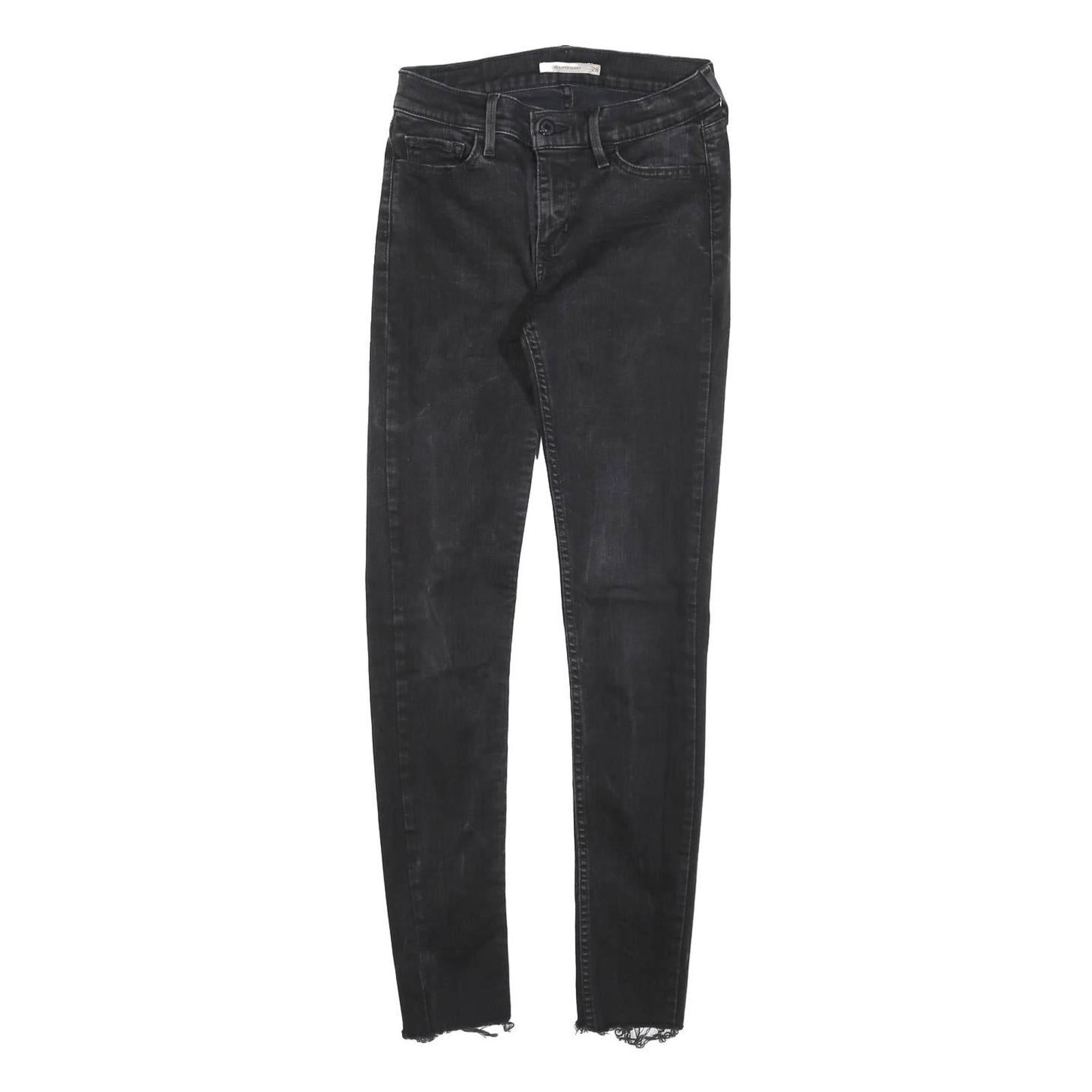 LEVI'S 710 Slim Womens Jeans Black Denim Raw W28 L28 Frayed Hem Stretch