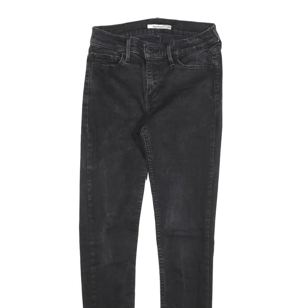 LEVI'S 710 Slim Womens Jeans Black Denim Raw W28 L28 Frayed Hem Stretch
