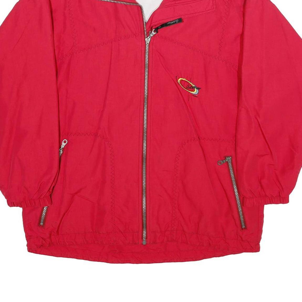 LOFFLER Mens Red Zip Jacket S Polyamide Plain Lightweight Outdoor Sportswear