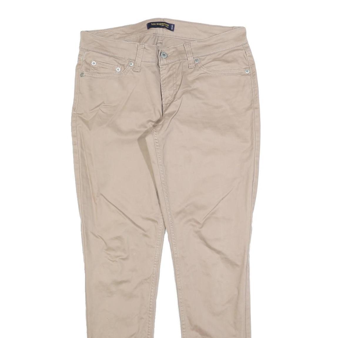 LEVI'S Womens Slim Beige Cotton Blend Zip Closure Trousers W30 L32 Skinny Fit