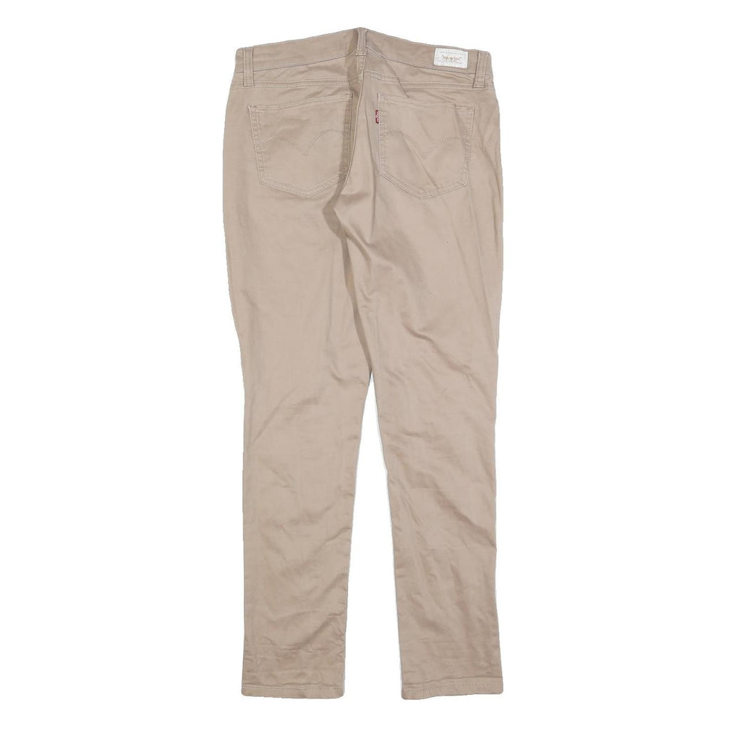LEVI'S Womens Slim Beige Cotton Blend Zip Closure Trousers W30 L32 Skinny Fit