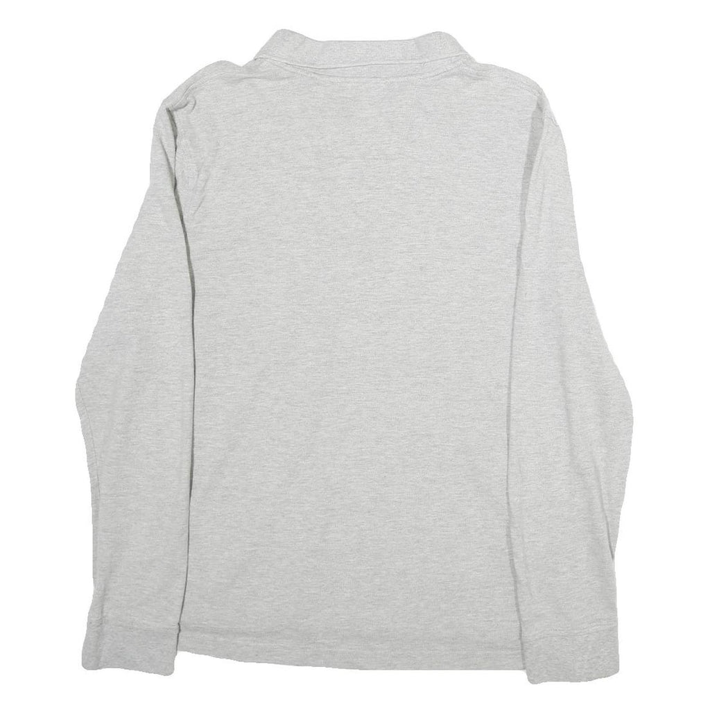 NAUTICA Mens Grey Long Sleeve Plain Polo Shirt L Cotton Classic Fit Button