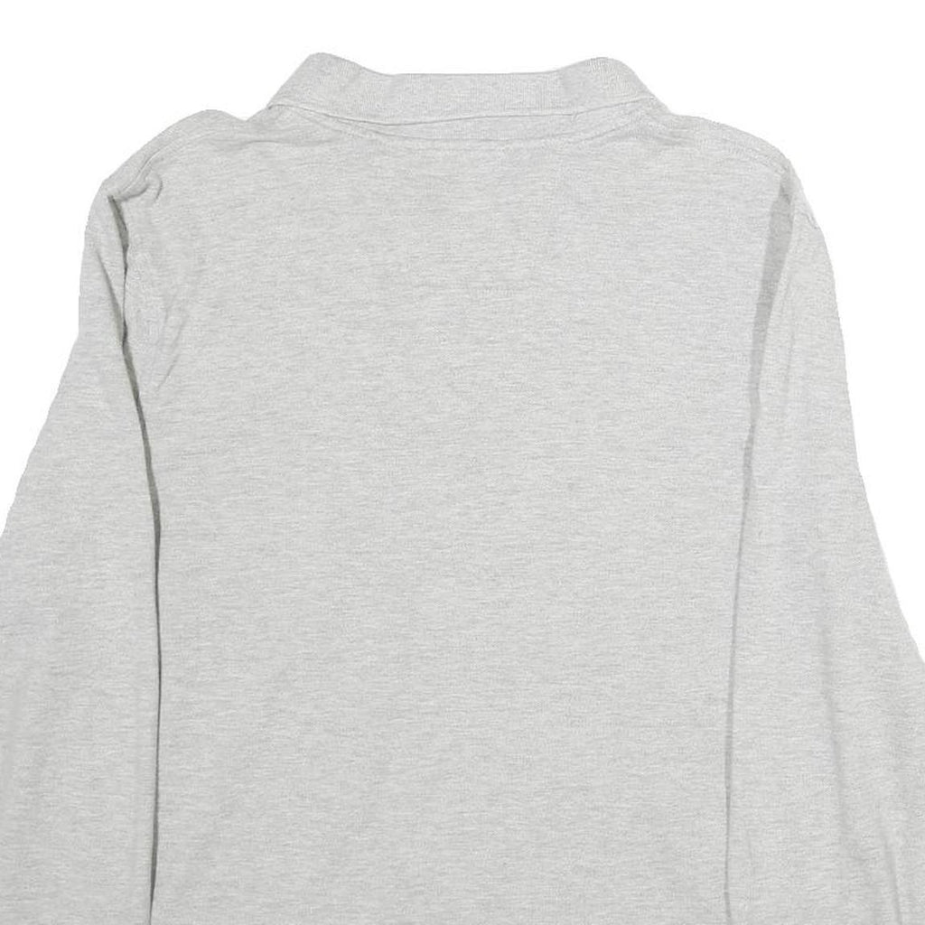 NAUTICA Mens Grey Long Sleeve Plain Polo Shirt L Cotton Classic Fit Button