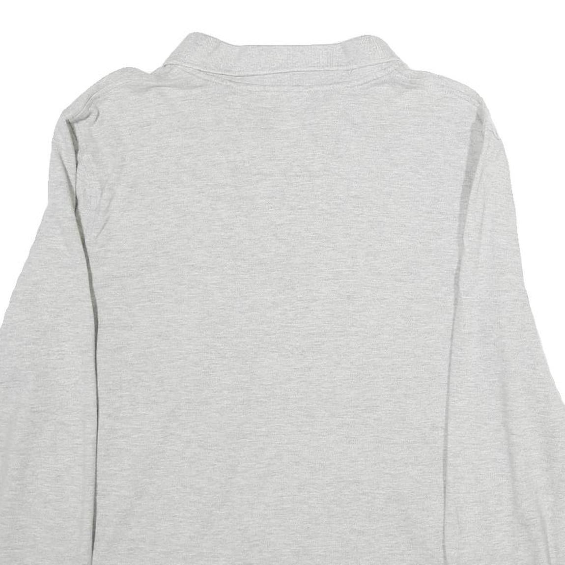 NAUTICA Mens Grey Long Sleeve Plain Polo Shirt L Cotton Classic Fit Button