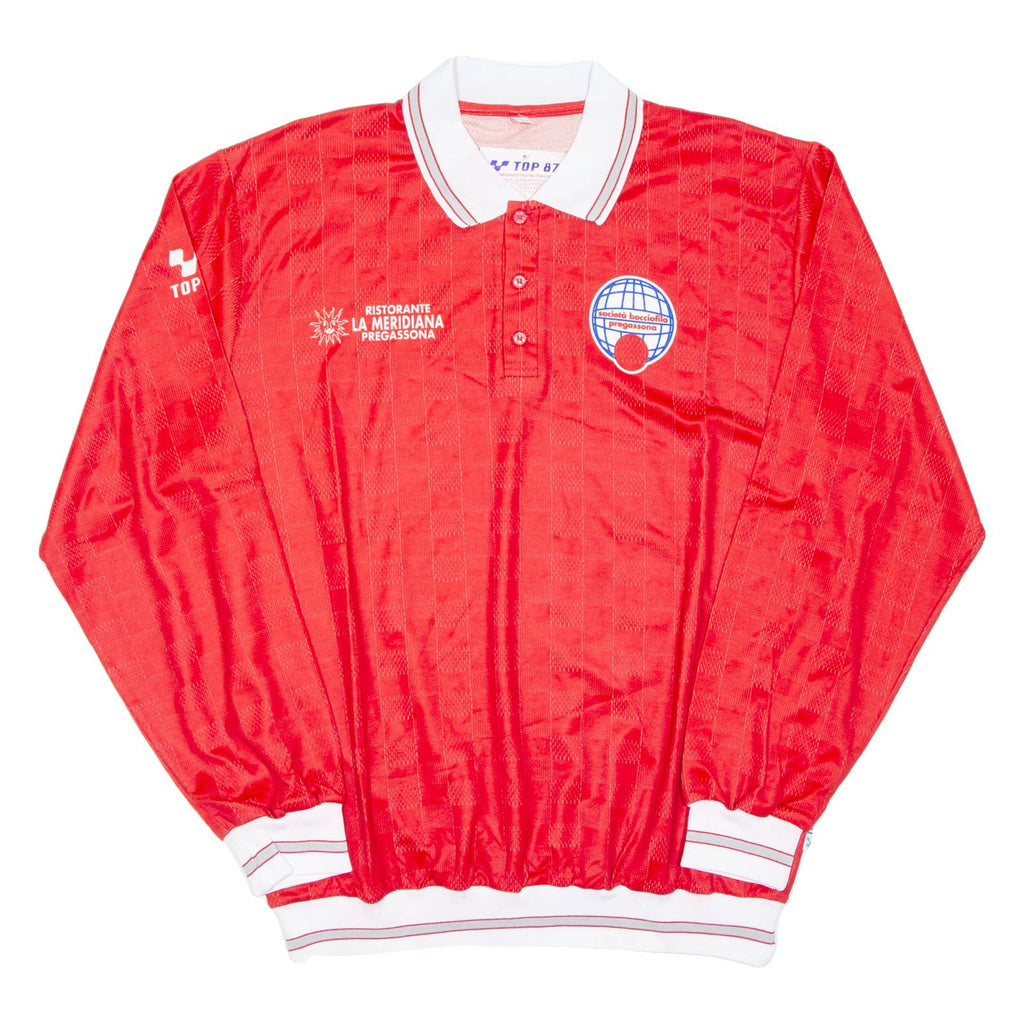 Mens Polo Shirt Red Long Sleeve XL