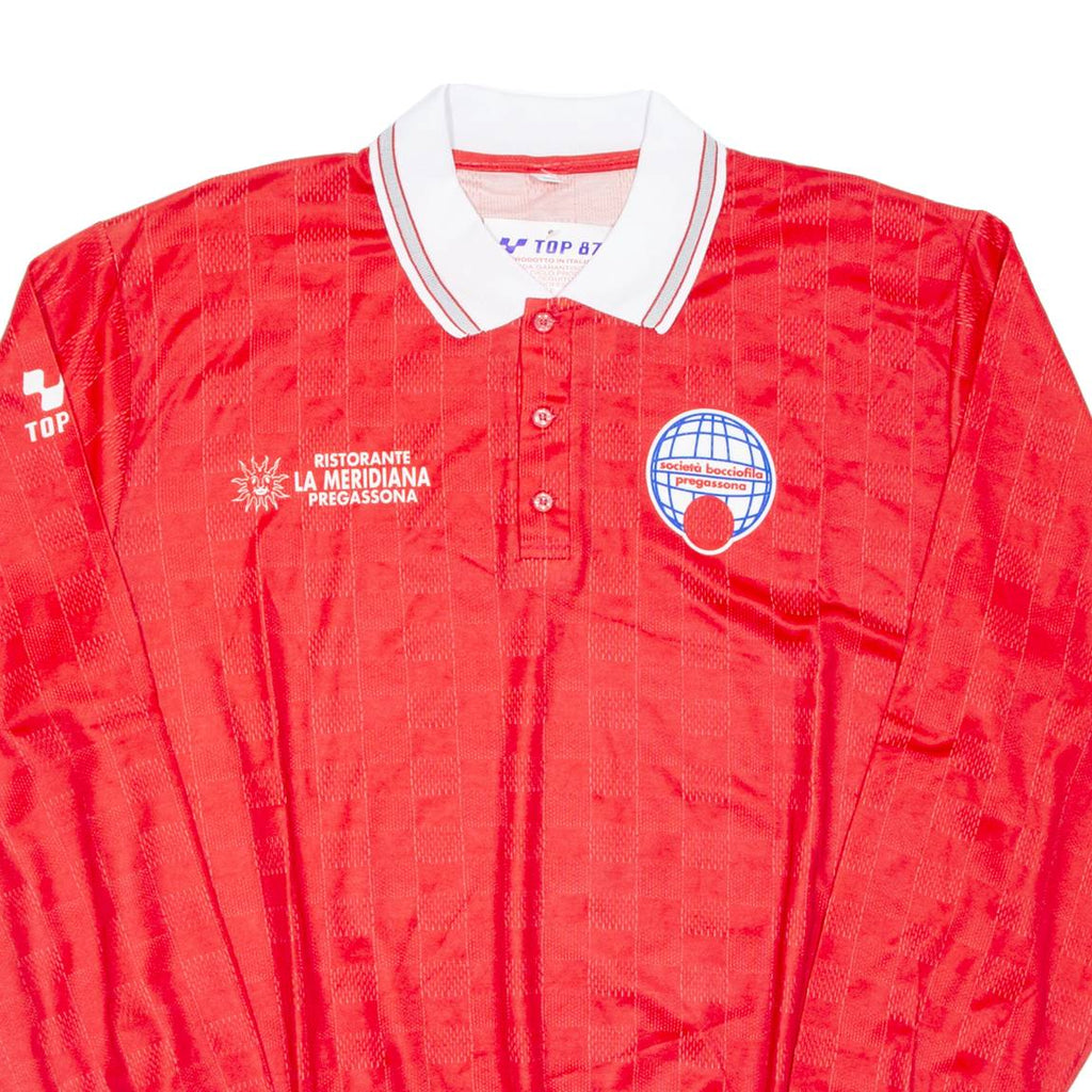 Mens Polo Shirt Red Long Sleeve XL