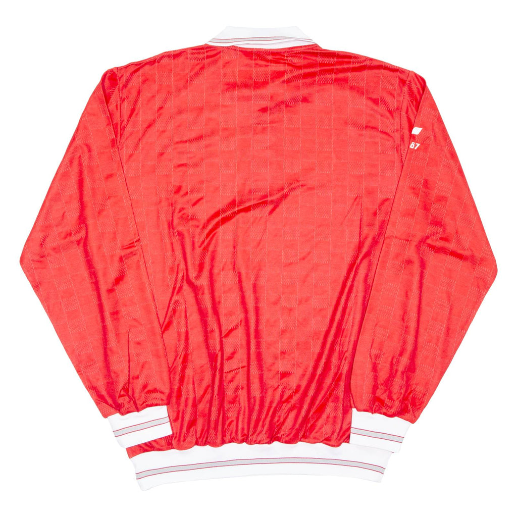 Mens Polo Shirt Red Long Sleeve XL
