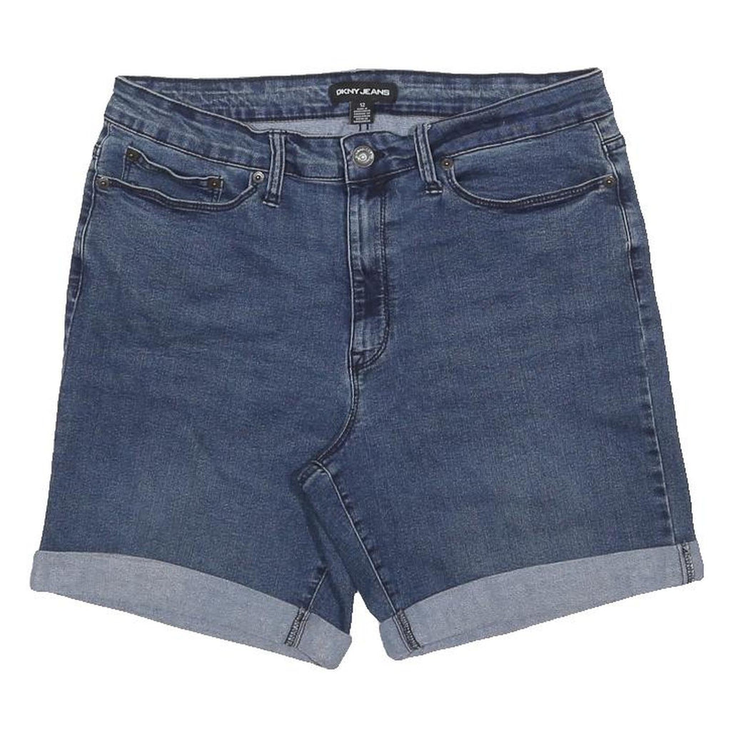 DKNY Womens Denim Blue Casual Shorts L W32 Cotton Blend Comfortable Stylish