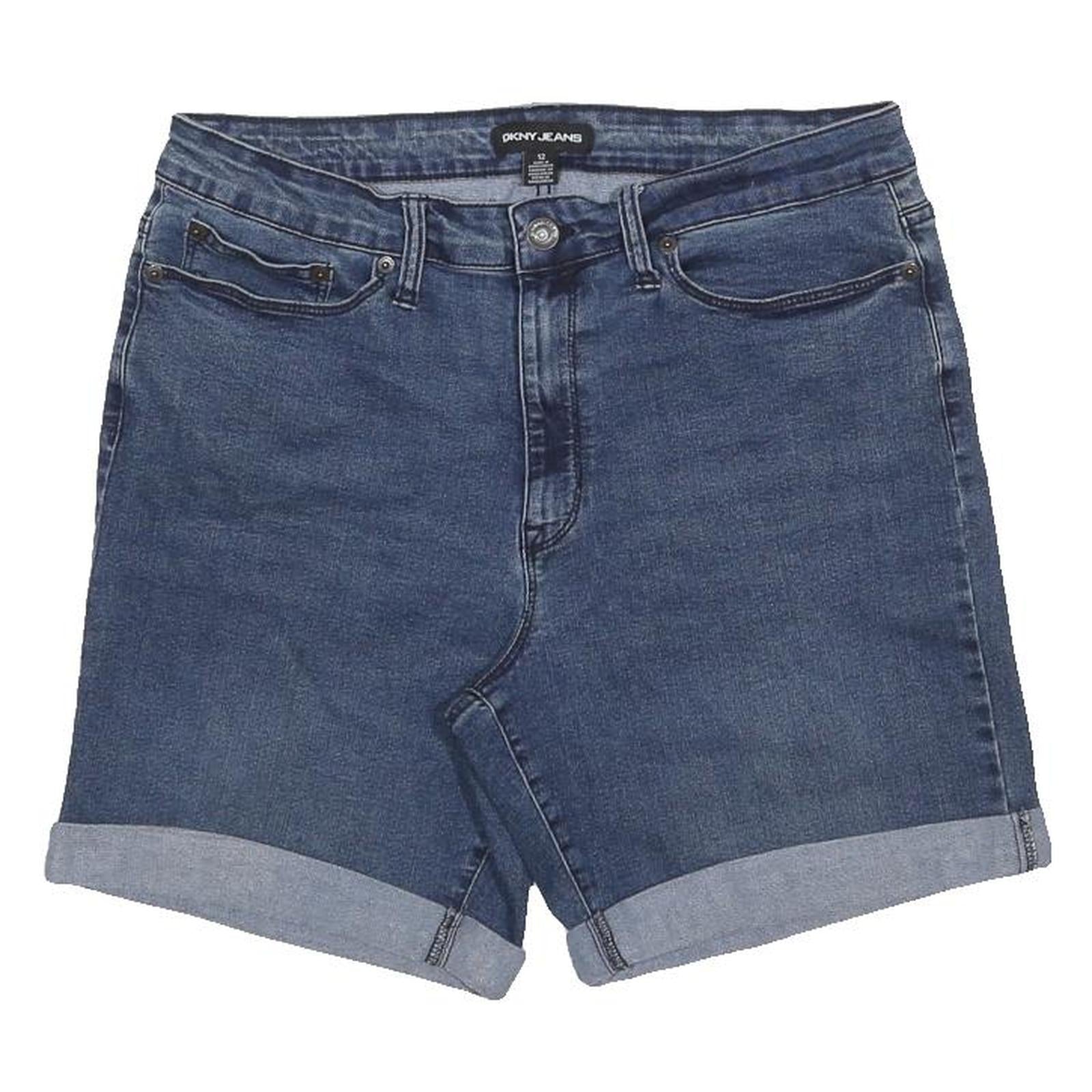 DKNY Womens Denim Blue Casual Shorts L W32 Cotton Blend Comfortable Stylish