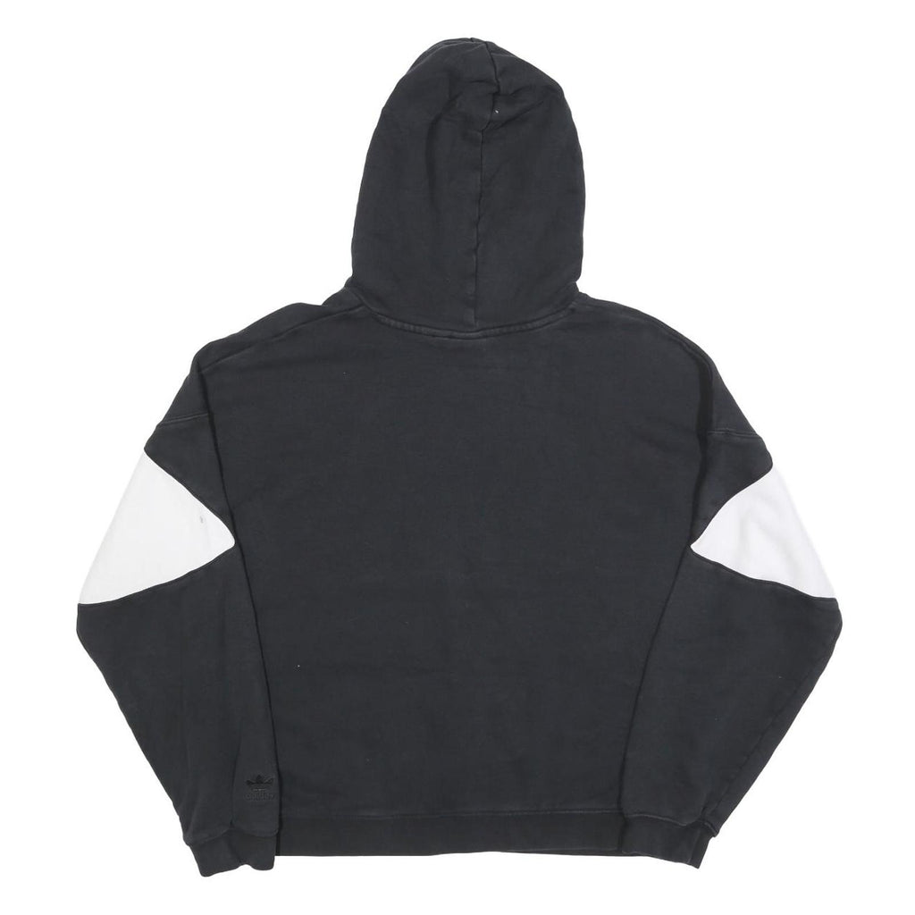 ADIDAS Womens Black & White Colourblock Pullover Hoodie UK 14 Cotton Blend