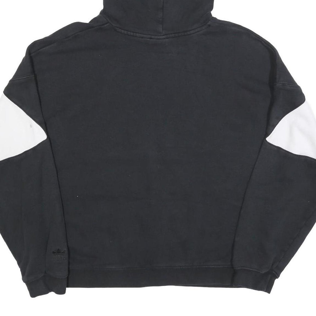 ADIDAS Womens Black & White Colourblock Pullover Hoodie UK 14 Cotton Blend