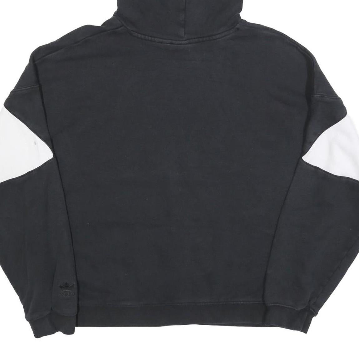 ADIDAS Womens Black & White Colourblock Pullover Hoodie UK 14 Cotton Blend