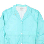 SHERWOOD Womens Blue Nylon Button Jacket L Lightweight Plain Button Closure