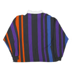 CROFT & BARROW Mens Black & Purple & Orange Striped Long Sleeve Polo Shirt L
