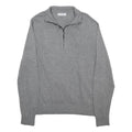 CALVIN KLEIN Mens Grey Plain Pullover Jumper Crew Neck Basic Knit M Cotton Blend