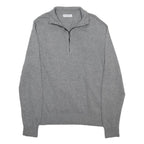 CALVIN KLEIN Mens Grey Plain Pullover Jumper Crew Neck Basic Knit M Cotton Blend