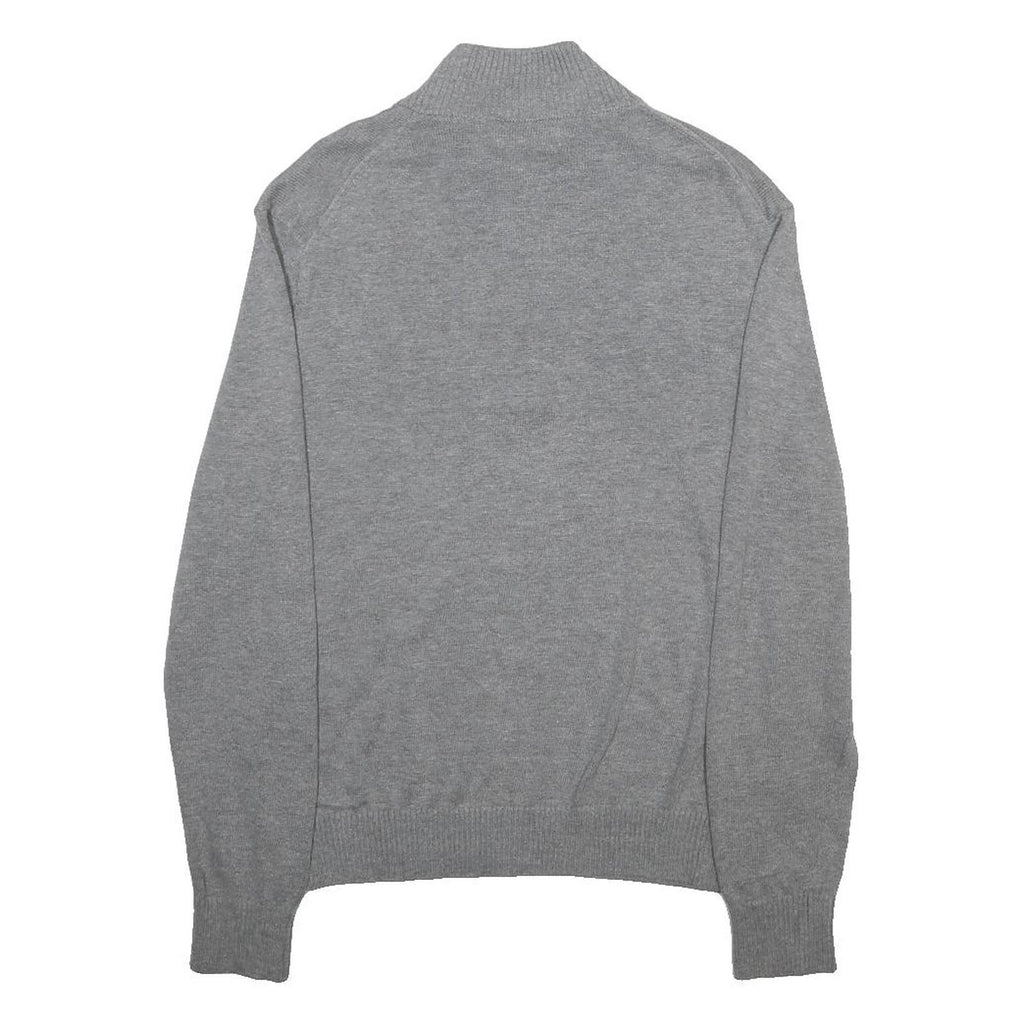 CALVIN KLEIN Mens Grey Plain Pullover Jumper Crew Neck Basic Knit M Cotton Blend