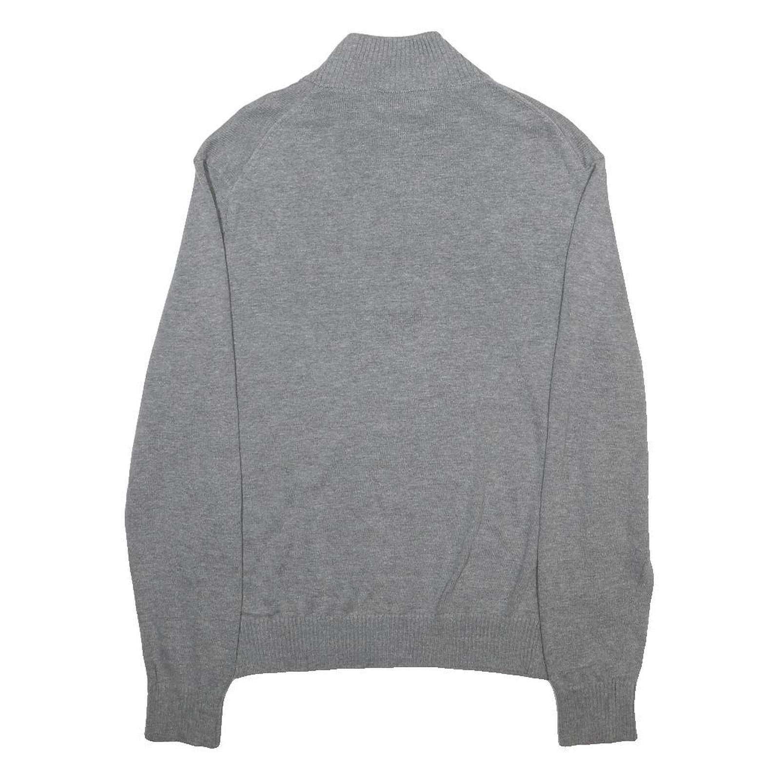 CALVIN KLEIN Mens Grey Plain Pullover Jumper Crew Neck Basic Knit M Cotton Blend