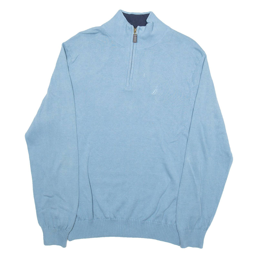 NAUTICA Mens Jumper Blue 1/4 Zip Tight Knit L