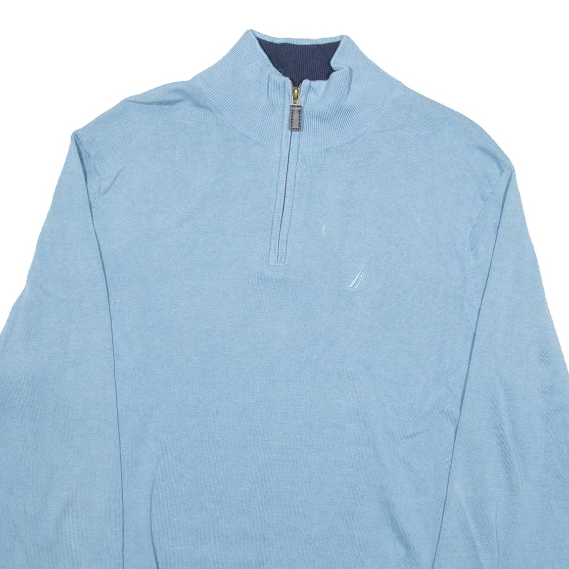 NAUTICA Mens Jumper Blue 1/4 Zip Tight Knit L