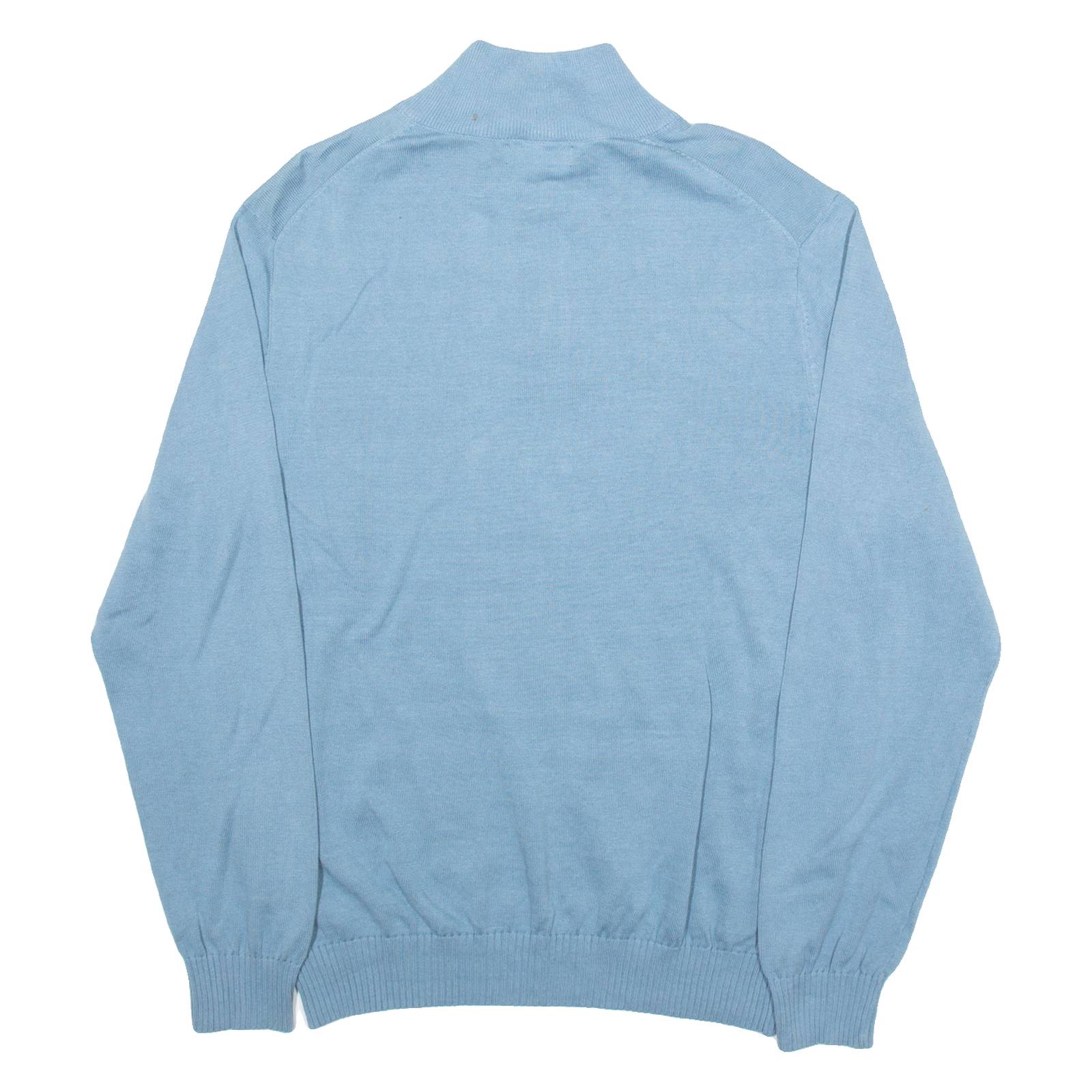 NAUTICA Mens Jumper Blue 1/4 Zip Tight Knit L
