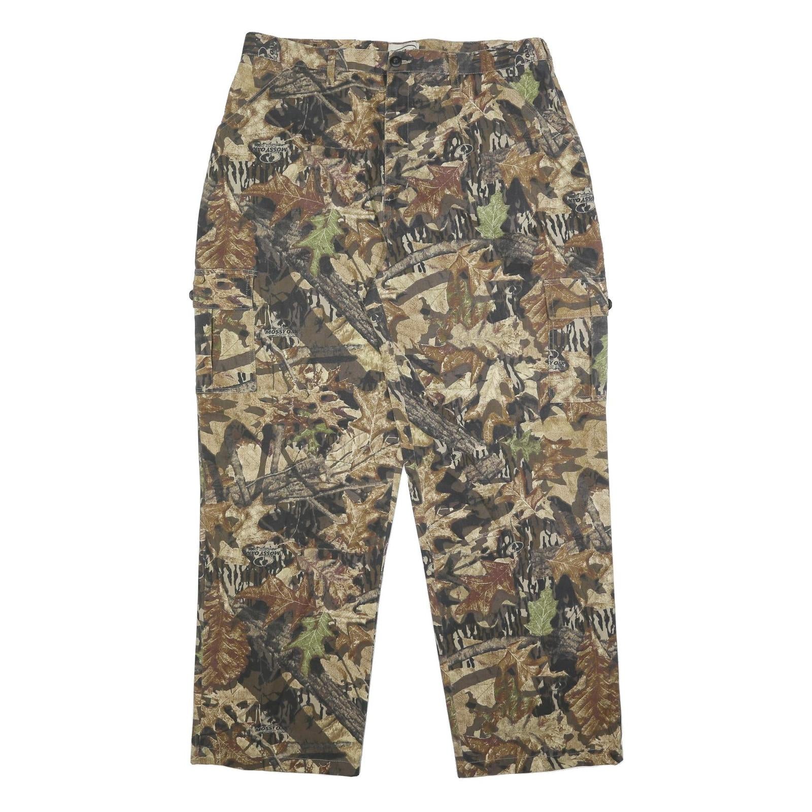 FIELDSTAFF Mens Cotton Blend Camouflage Relaxed Straight Trousers W40 L33 Cargo