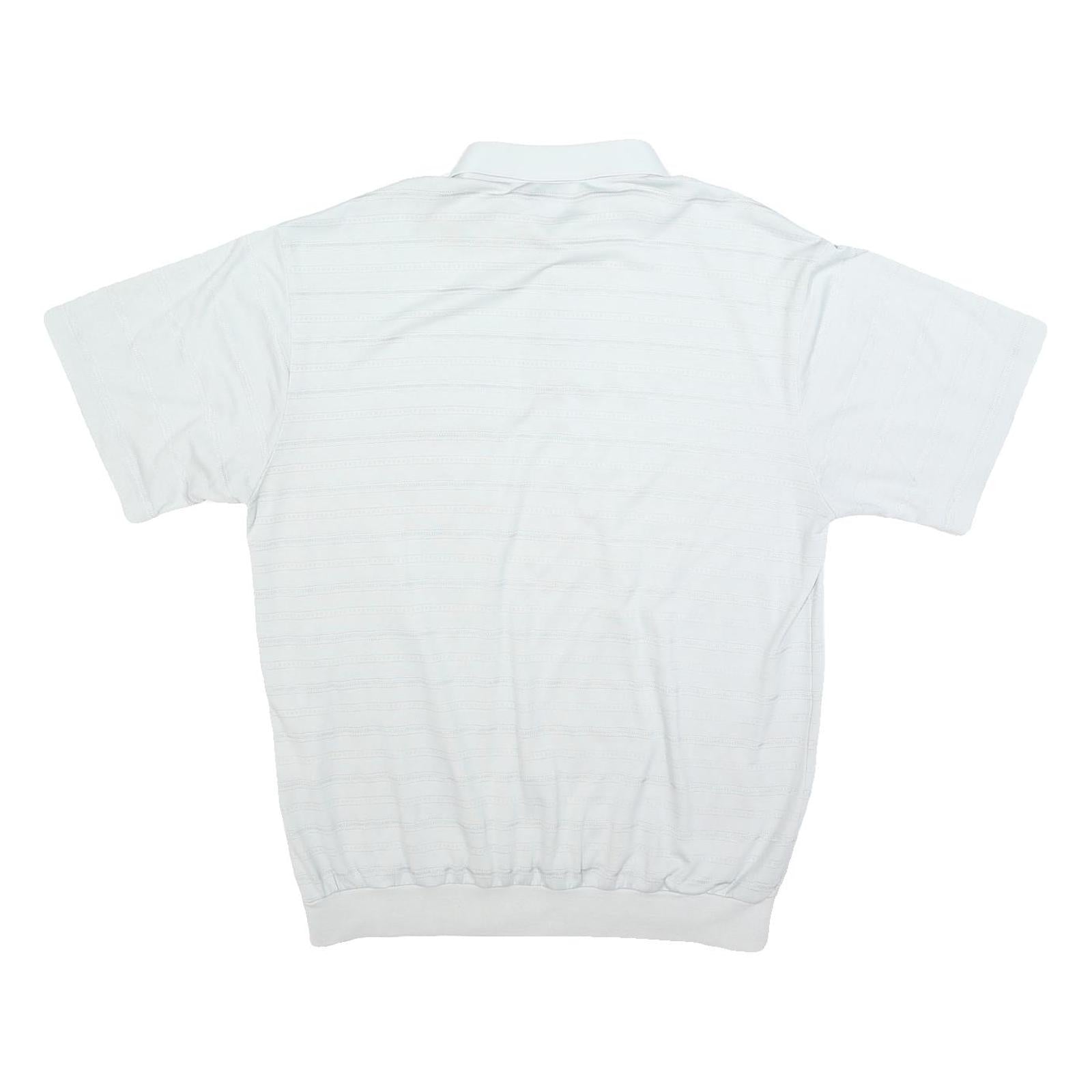 CARLETTI Mens White Short Sleeve Plain Pocket Polo Shirt L Polyester Blend