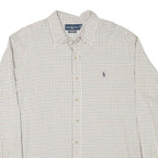 RALPH LAUREN Mens White & Brown Check Shirt 2XL Classic Fit Button-Down Collar