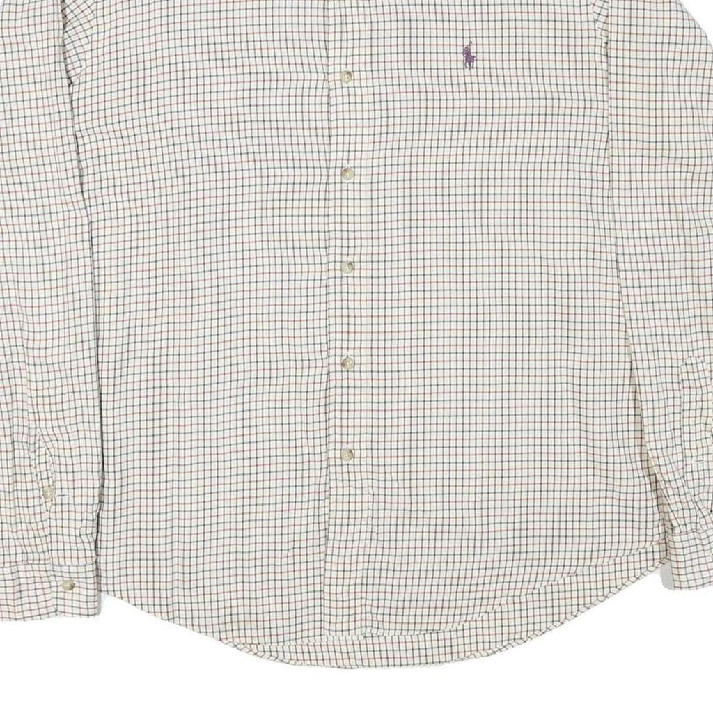 RALPH LAUREN Mens White & Brown Check Shirt 2XL Classic Fit Button-Down Collar