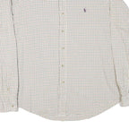 RALPH LAUREN Mens White & Brown Check Shirt 2XL Classic Fit Button-Down Collar