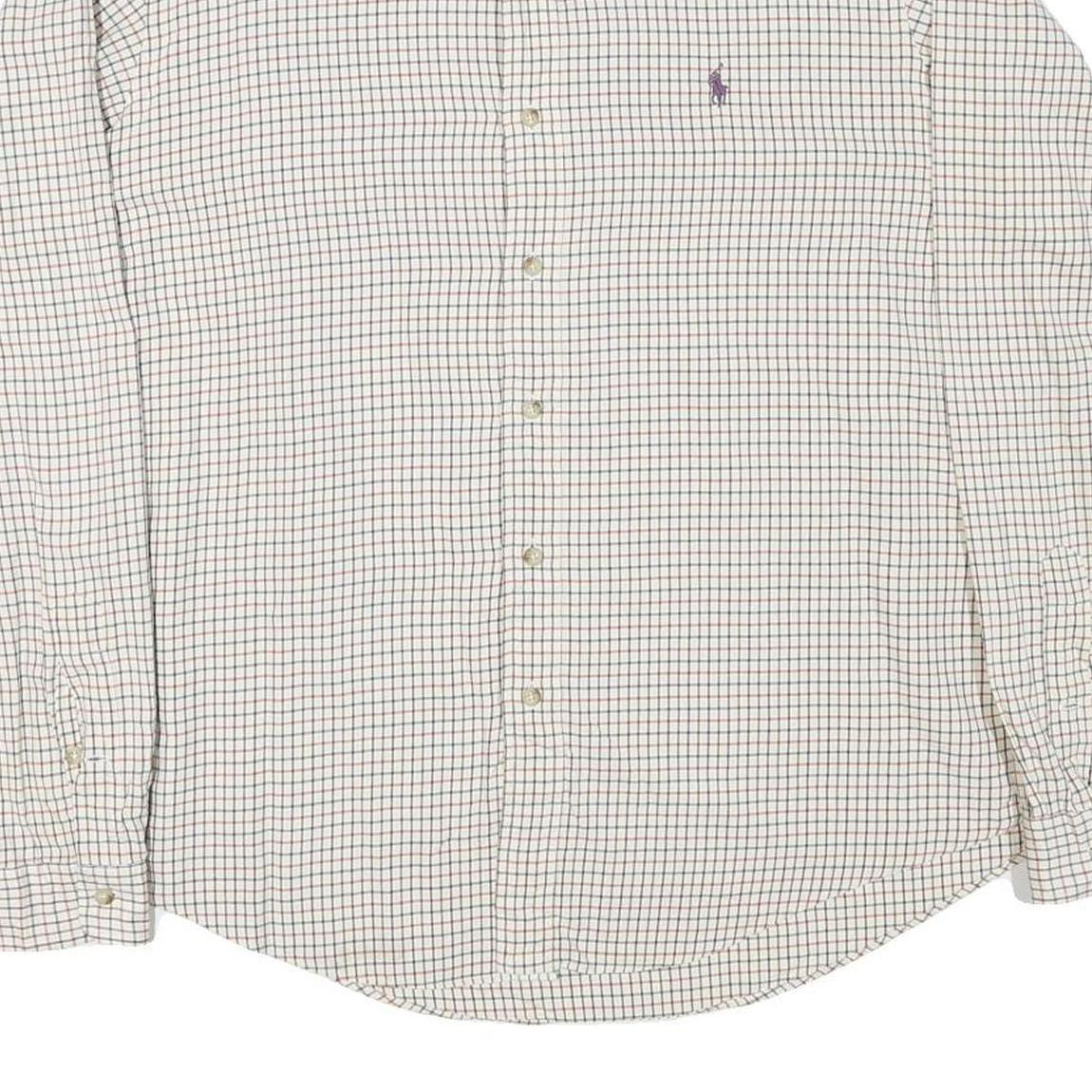 RALPH LAUREN Mens White & Brown Check Shirt 2XL Classic Fit Button-Down Collar