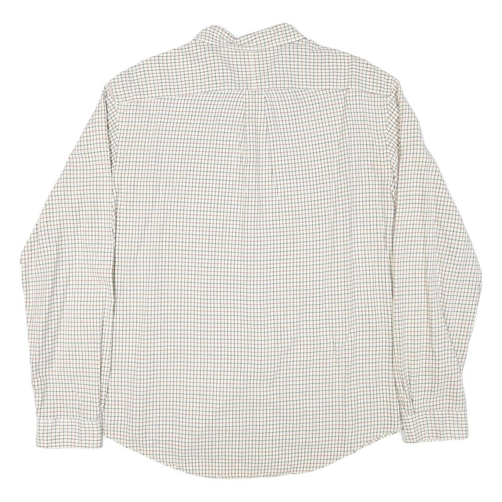 RALPH LAUREN Mens White & Brown Check Shirt 2XL Classic Fit Button-Down Collar