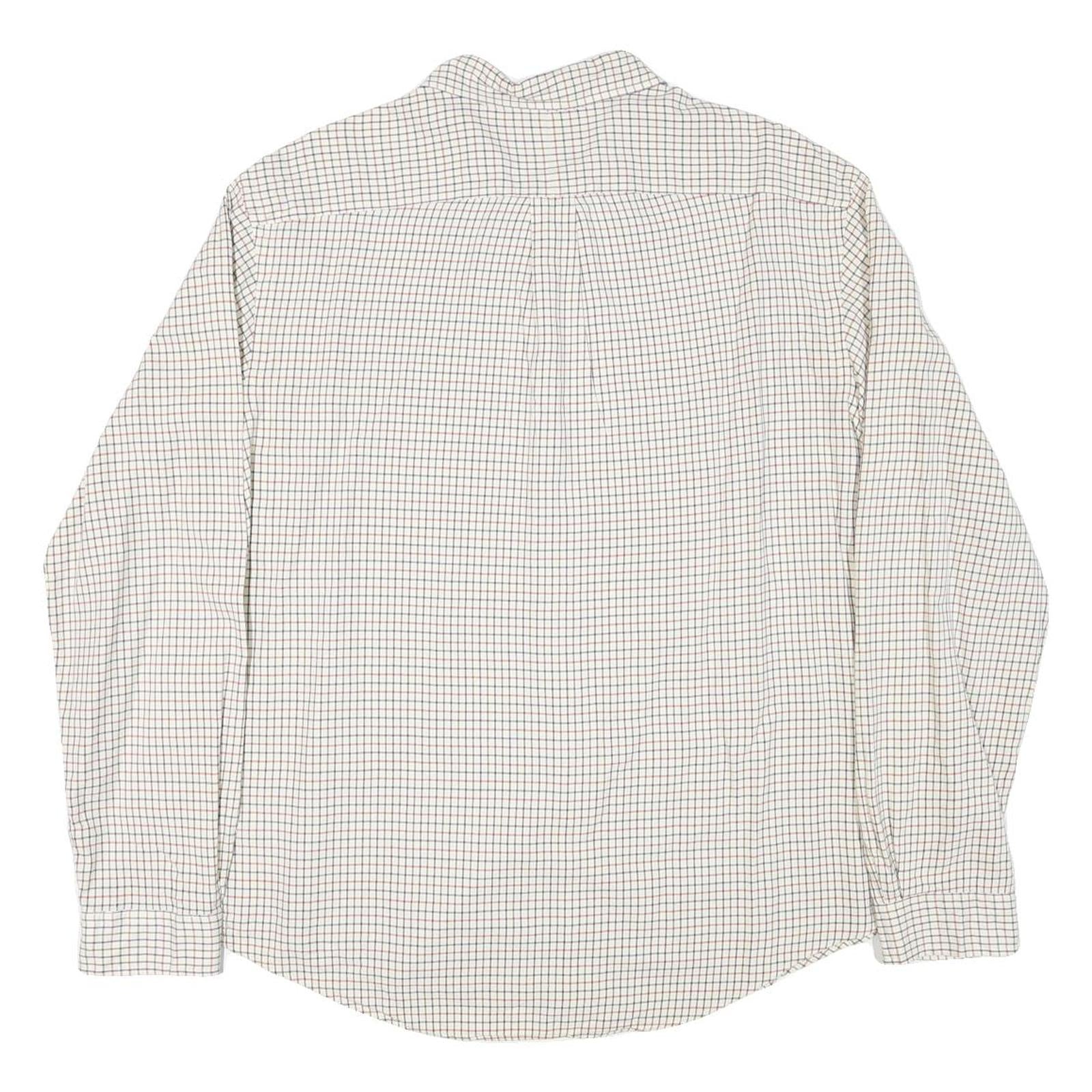 RALPH LAUREN Mens White & Brown Check Shirt 2XL Classic Fit Button-Down Collar